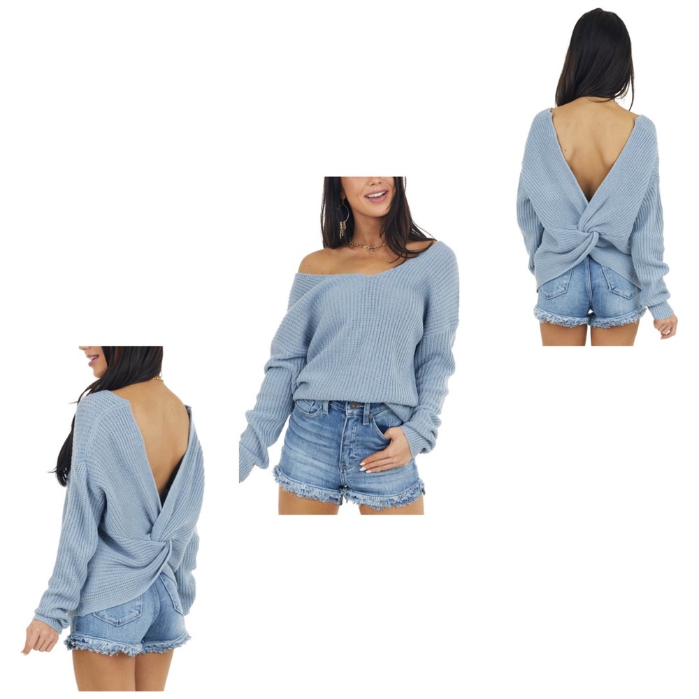 NWT Moon & Madison Powder Blue Knit Sweater